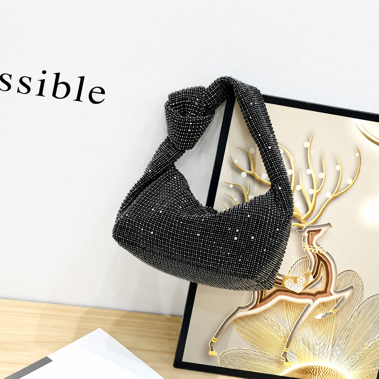 Aurielle Noire Crystal Knot Handbag