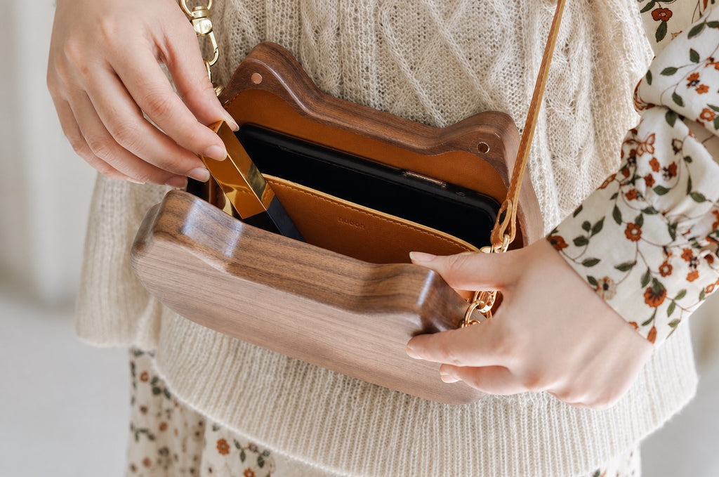 Wooden Artisan Crossbody Bag