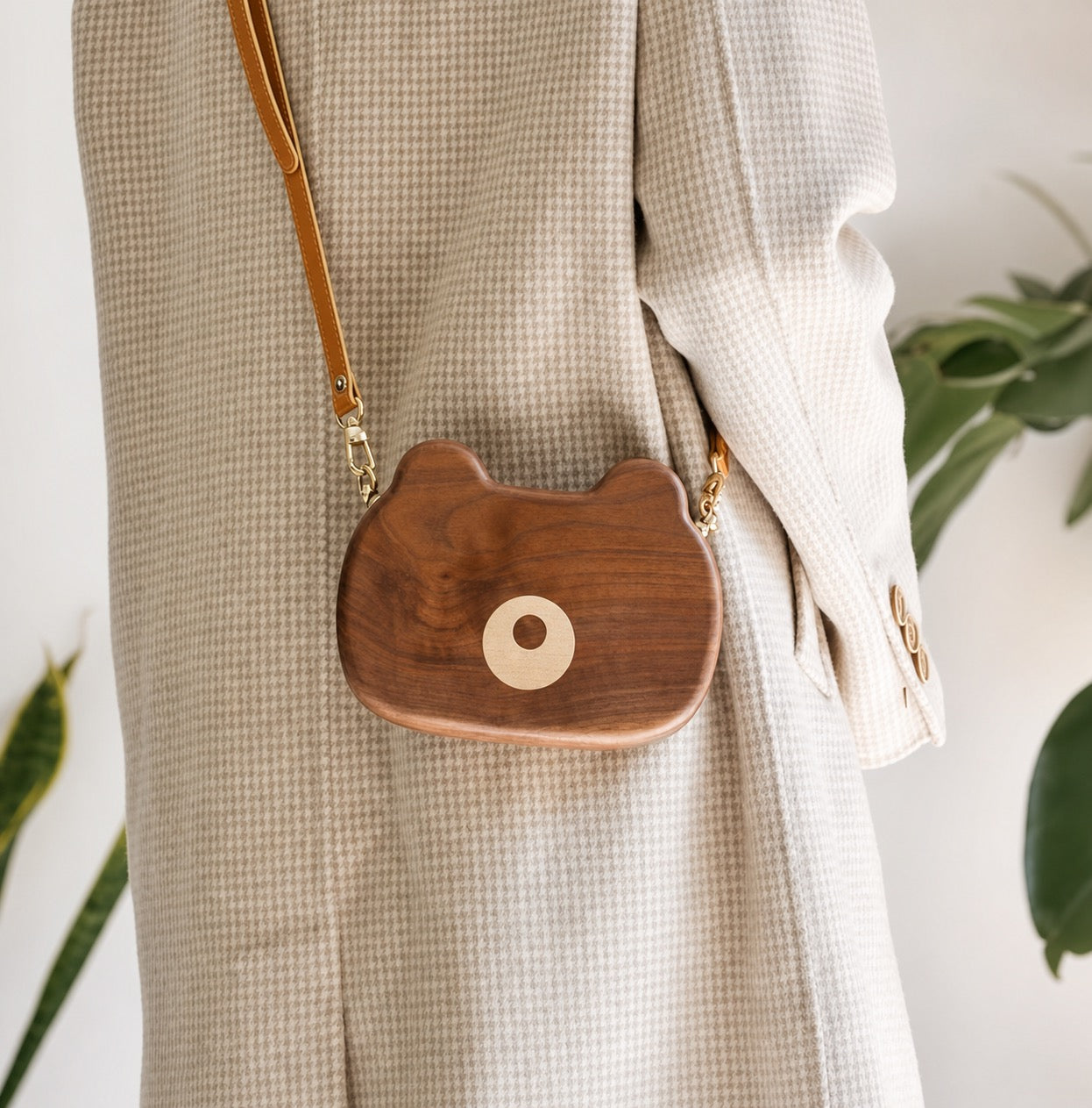 Wooden Artisan Crossbody Bag