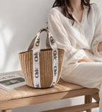 Chic Woven Bucket Tote Bag