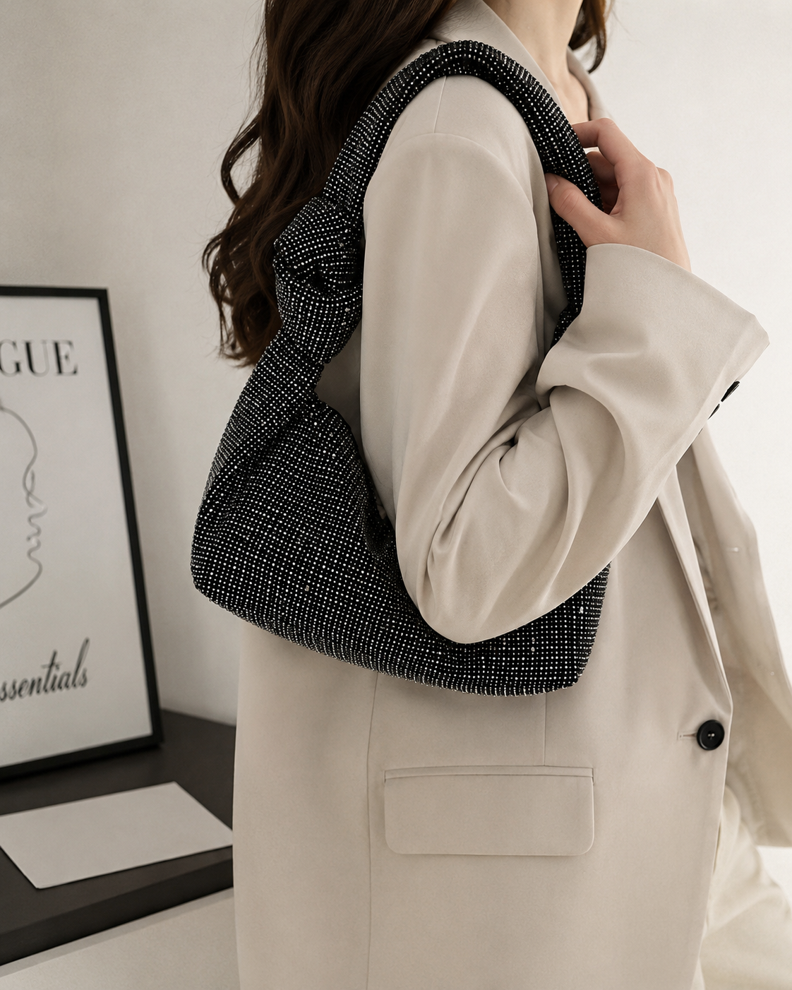 Aurielle Noire Crystal Knot Handbag