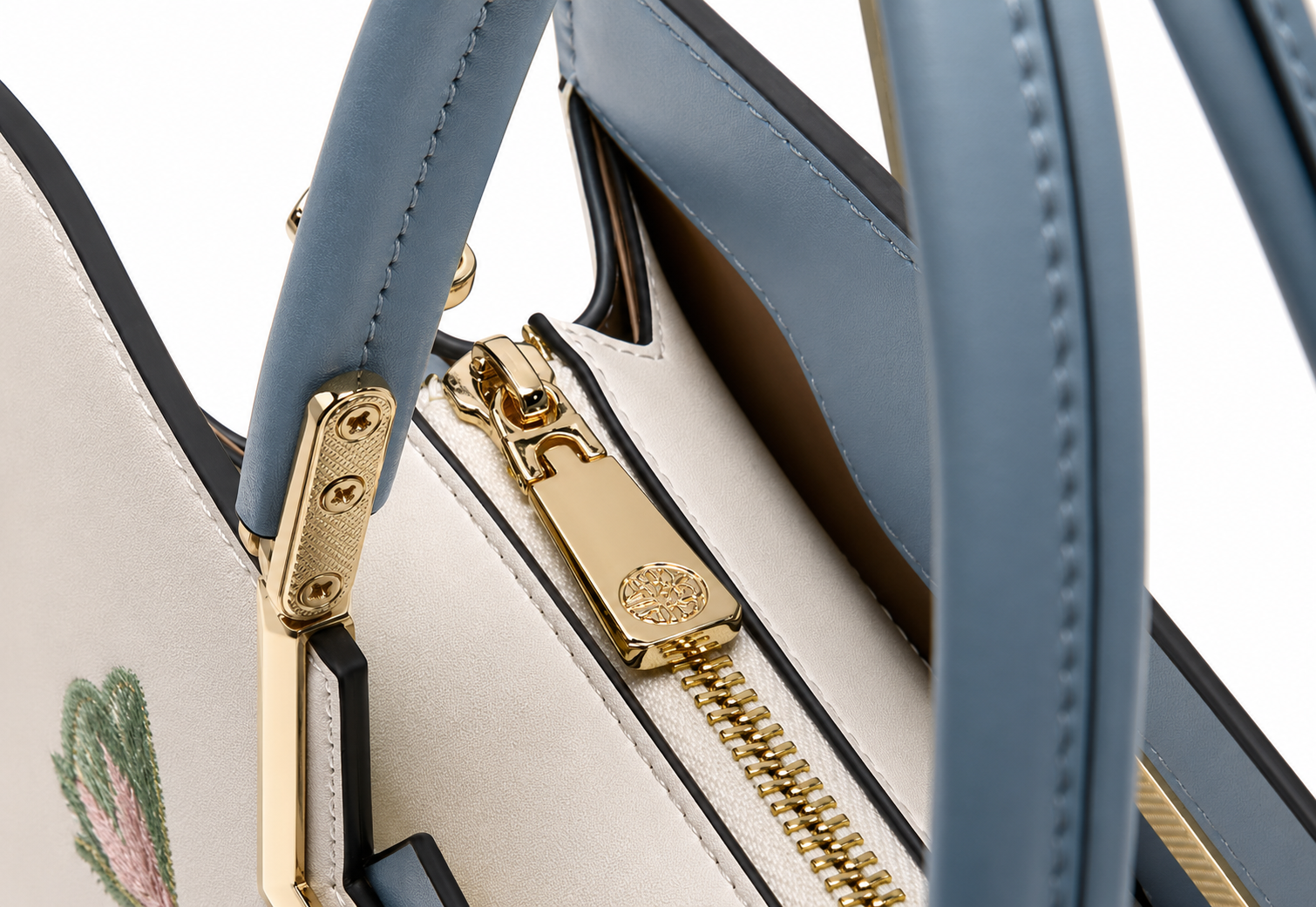 Aurielle Bloom Embroidered Satchel Bag