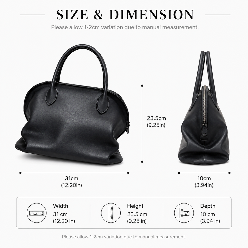 Noir Époque Leather Shell Bag