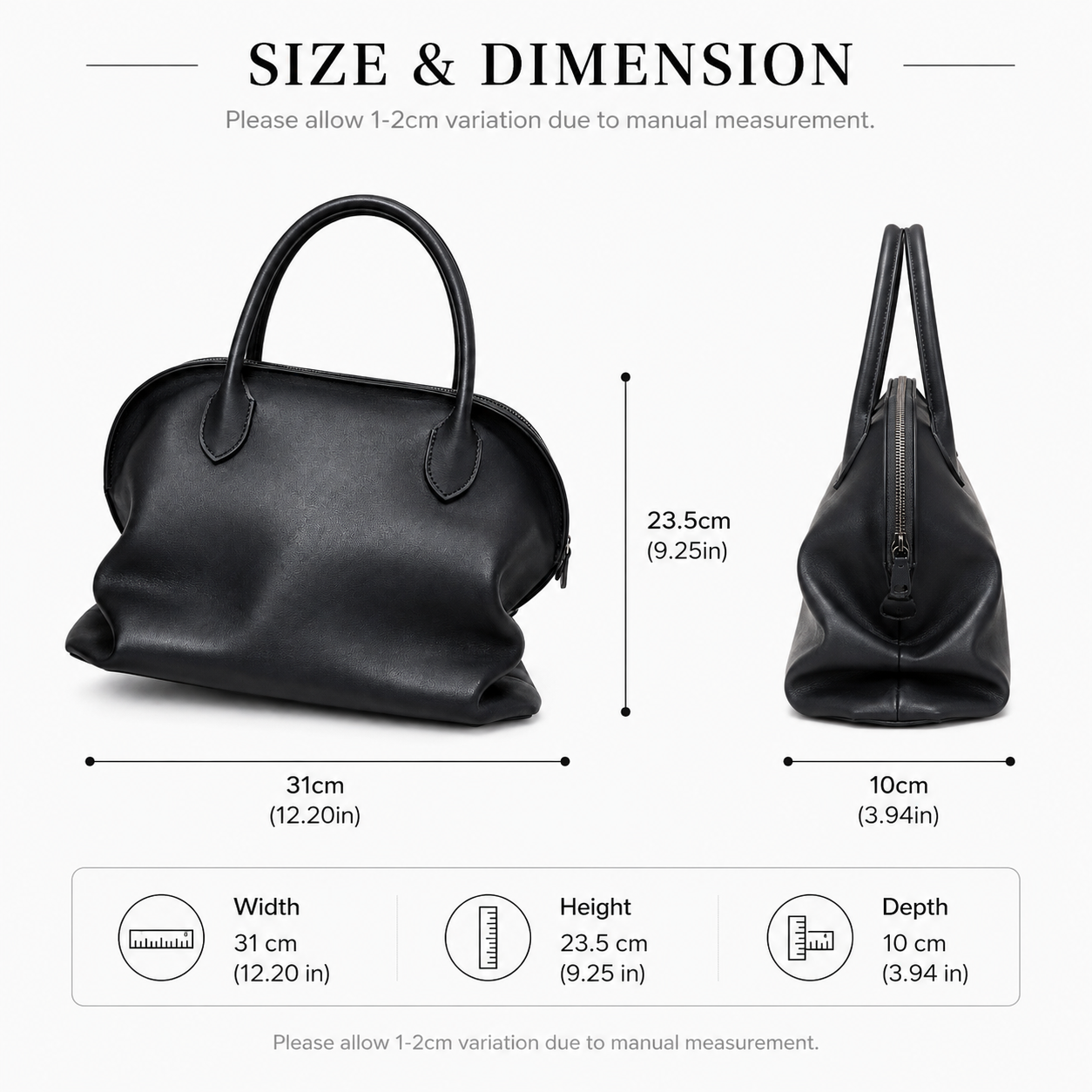 Noir Époque Leather Shell Bag