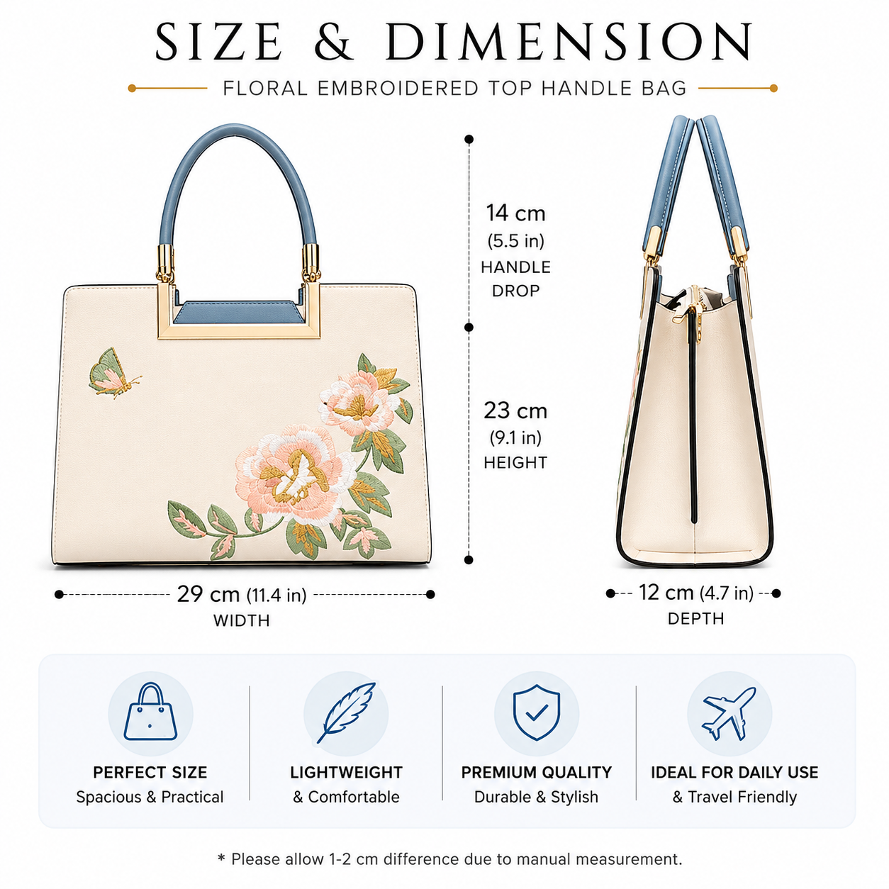 Aurielle Bloom Embroidered Satchel Bag