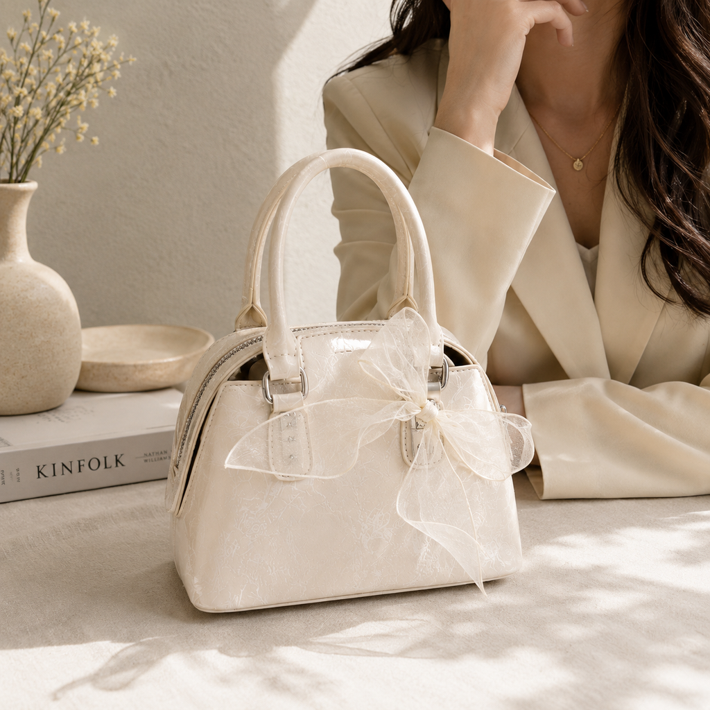 Aurielle Ivory Bow Mini Satchel