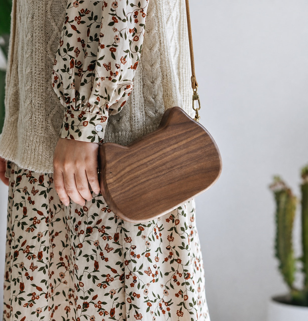 Wooden Artisan Crossbody Bag