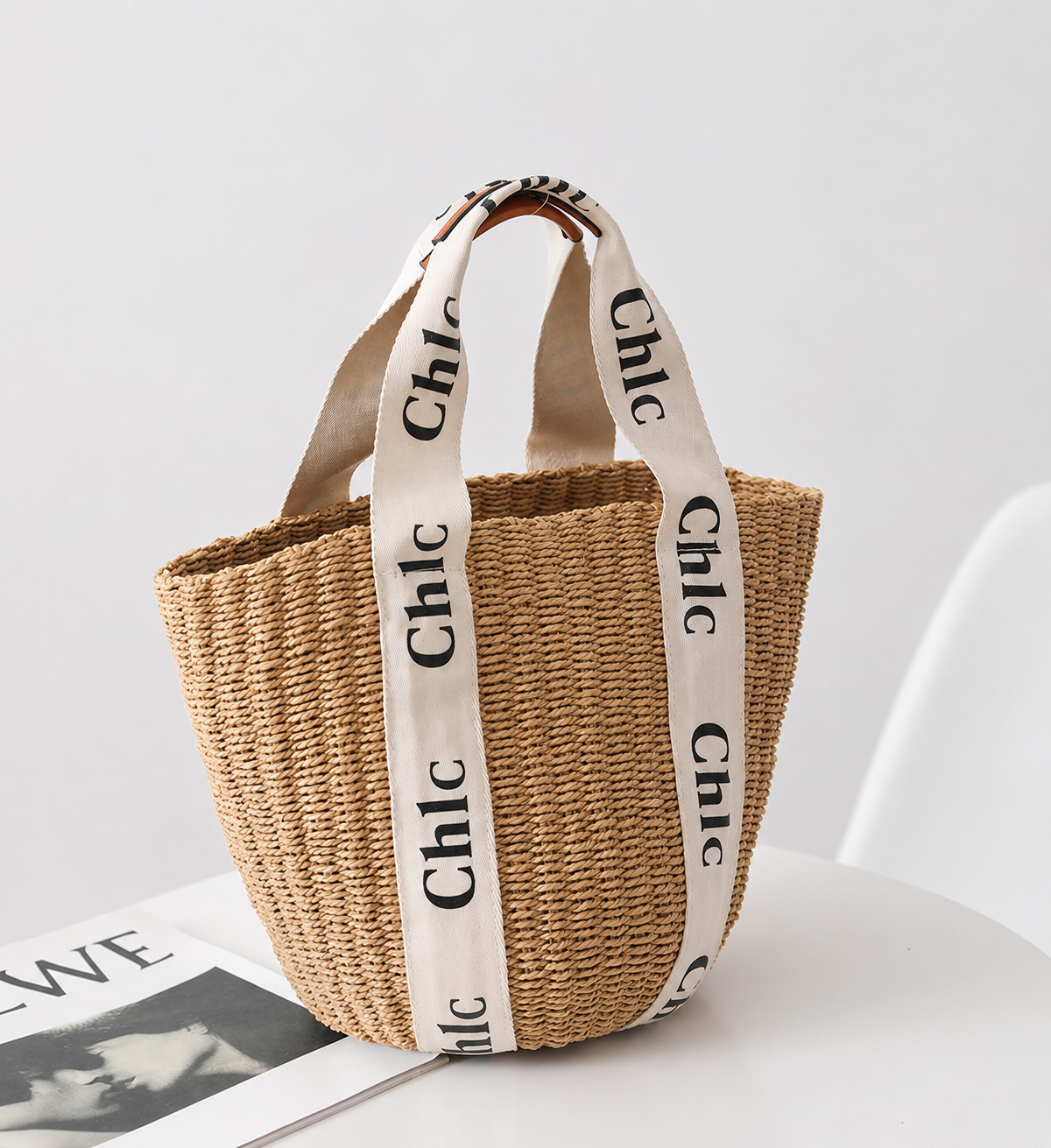 Chic Woven Bucket Tote Bag