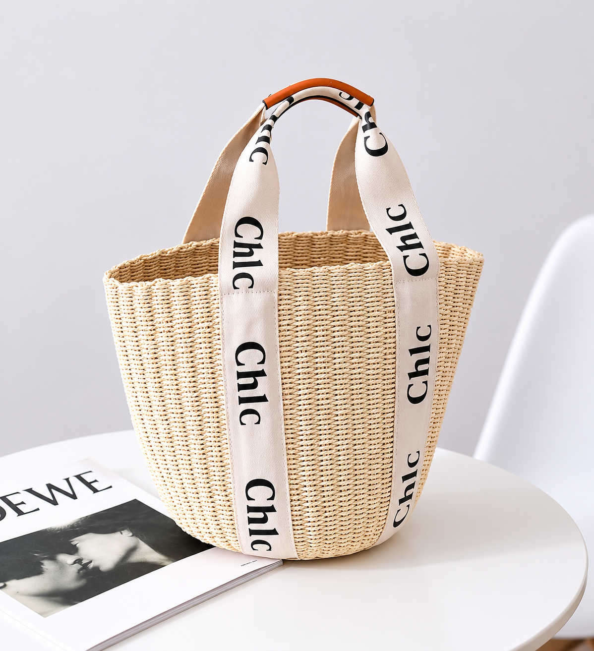Chic Woven Bucket Tote Bag