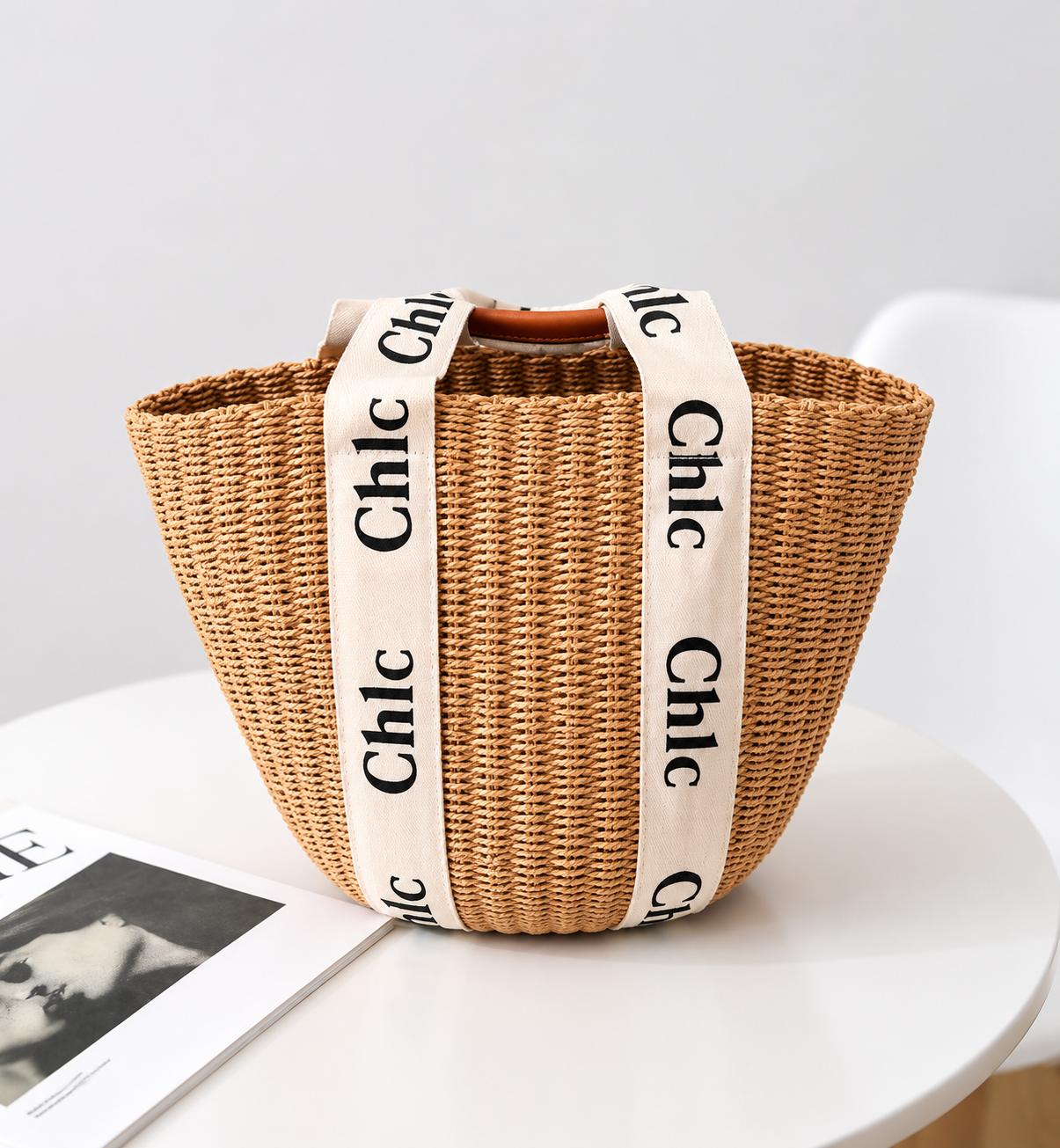 Chic Woven Bucket Tote Bag