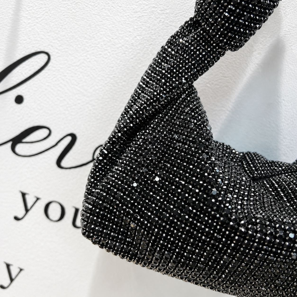 Aurielle Noire Crystal Knot Handbag