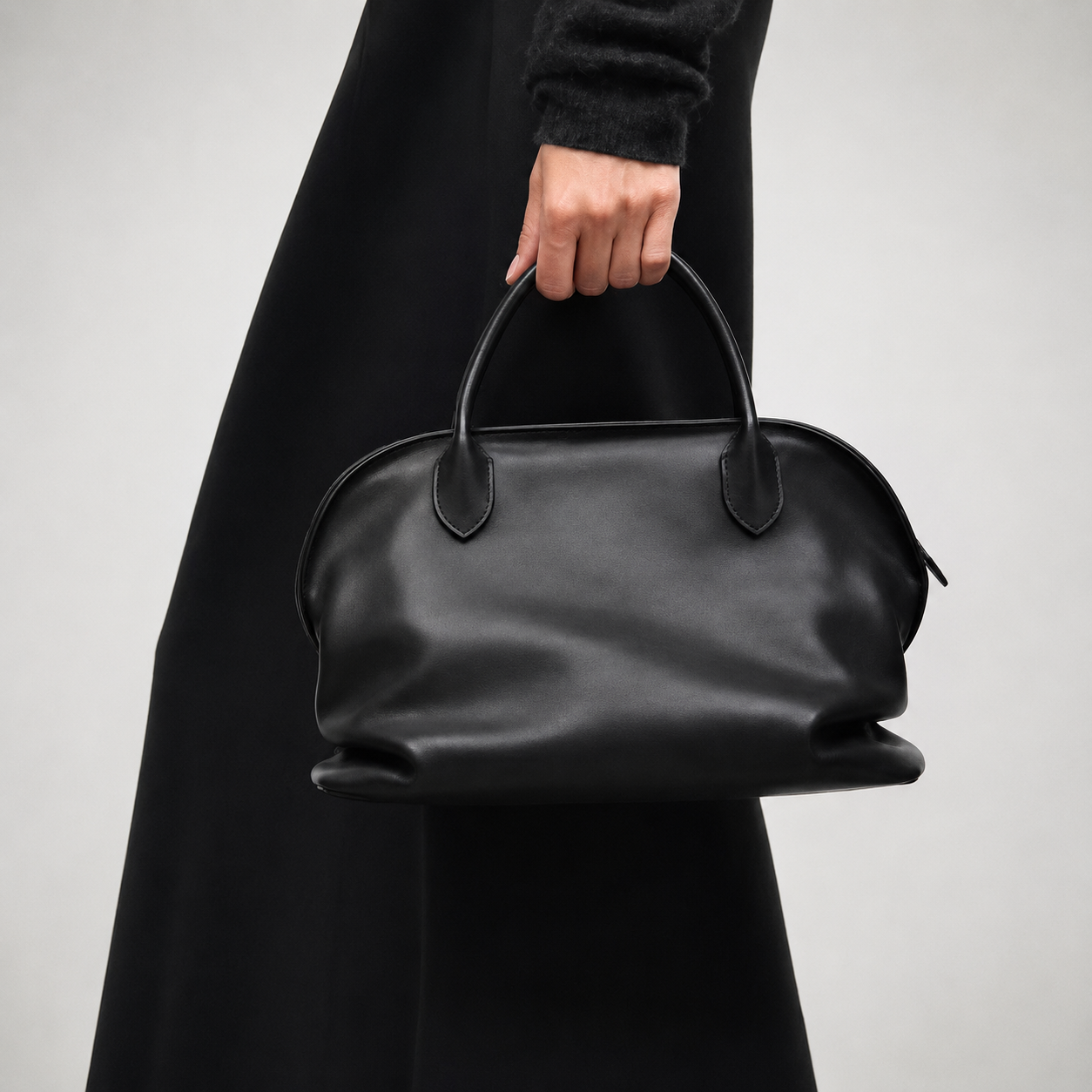 Noir Époque Leather Shell Bag