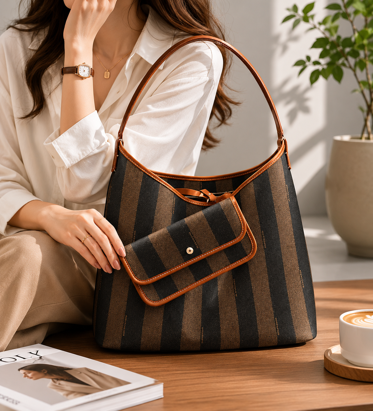 Veloura Heritage Stripe Tote Set