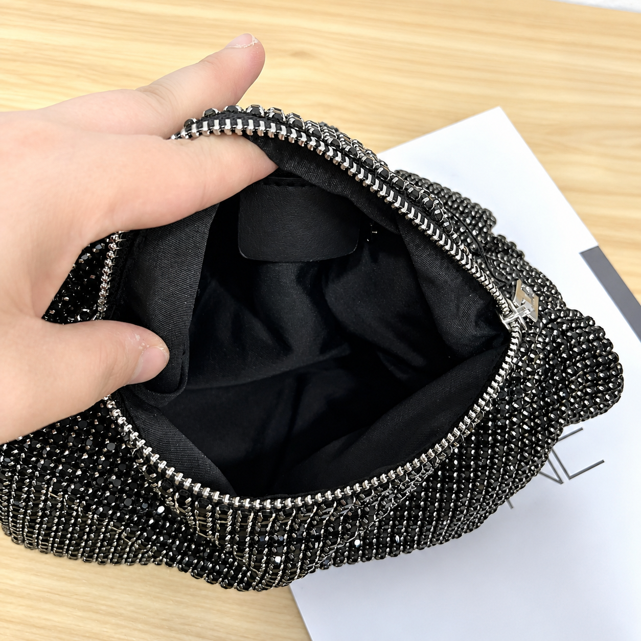 Aurielle Noire Crystal Knot Handbag