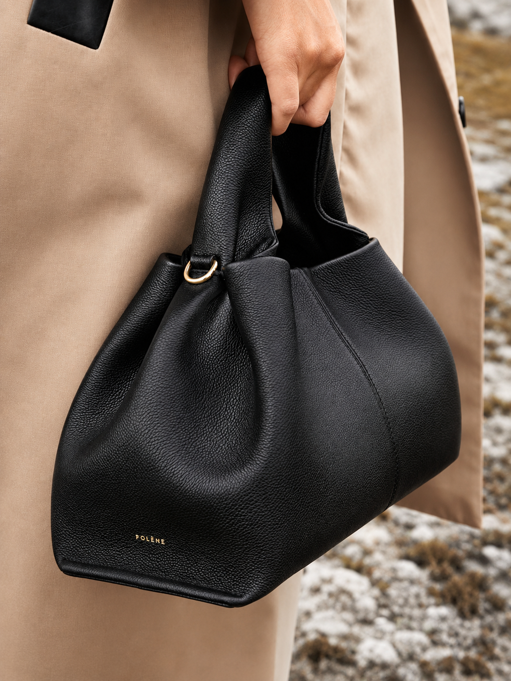 Aurielle Noir Ruched Shoulder Bag