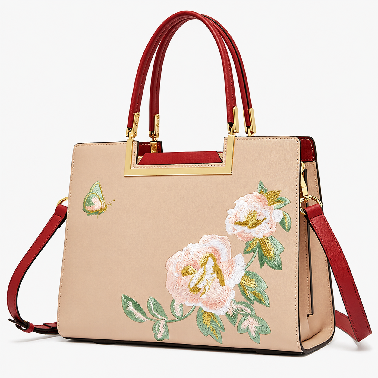 Aurielle Bloom Embroidered Satchel Bag