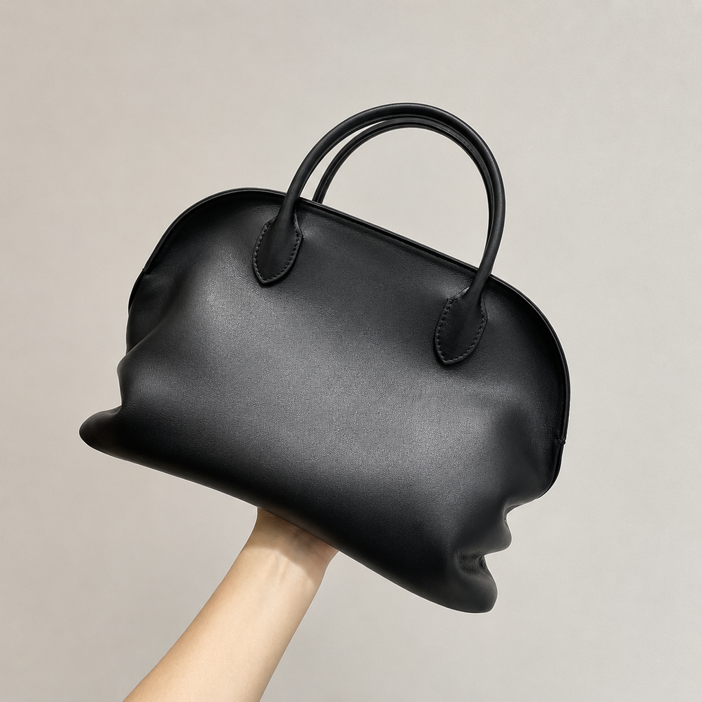 Noir Époque Leather Shell Bag