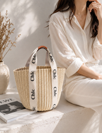 Chic Woven Bucket Tote Bag